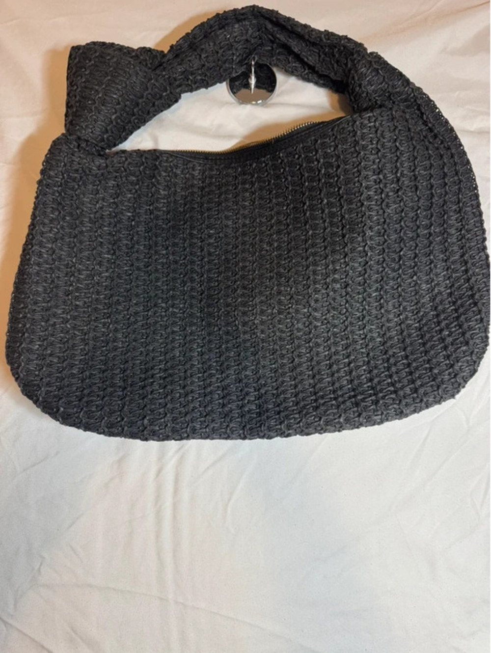 Urban Expressions Black Crochet Straw Shoulder Ba [COPY]